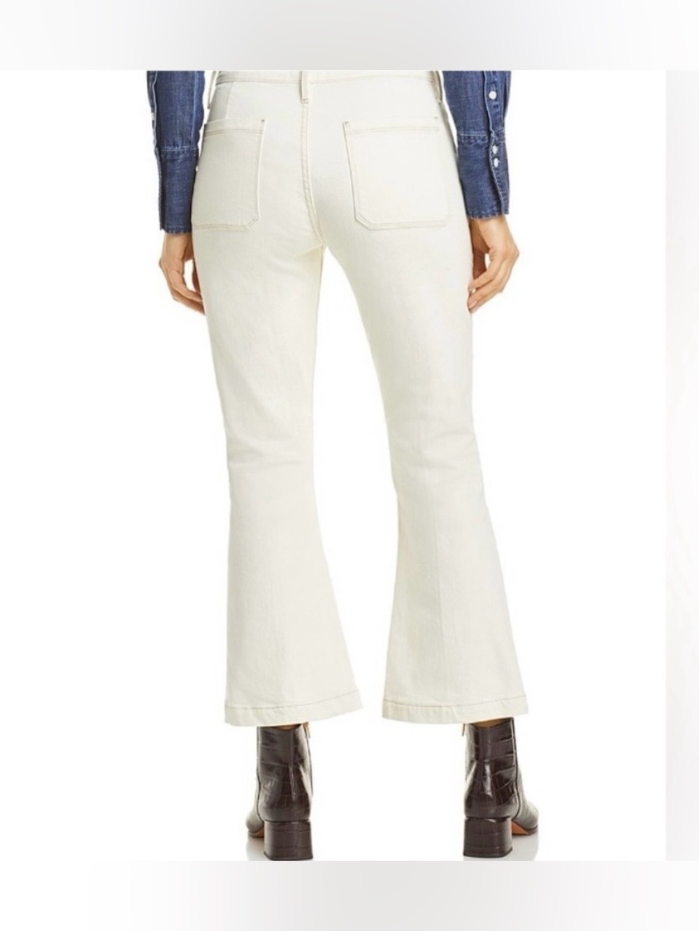 FRAME Le Bardot Crop Flare 70’s Inspired Vintage Off White Flare Pants Size 25